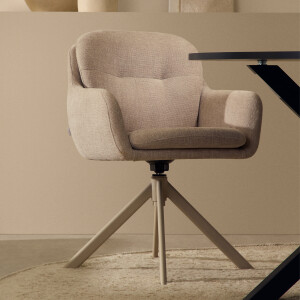 Kave Home Draaibare Eetkamerstoel 'Lexa' Chenille, kleur Beige