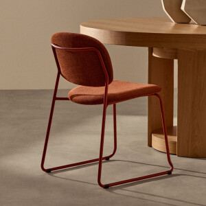 Kave Home Eetkamerstoel 'Meli' Chenille, kleur Terracotta