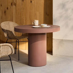 Kave Home Ronde Bistrotafel 'Aiguablava' Beton, 90cm, kleur Terracotta