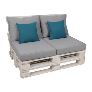 GO-DE Textil Palletkussenset (Lichtgrijs/petrol)