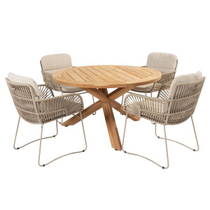 4 Seasons Outdoor Diningset Prado Murcia 5-delig Teak Ø130 cm