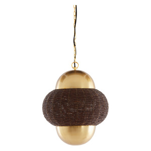 Light & Living Hanglamp 'Cetara' Kralen, 33cm, kleur Donkerbruin/Brons