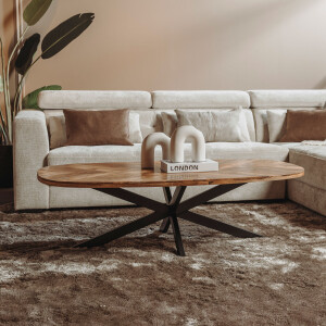 Tower Living Deens Ovale Salontafel 'Silvi' Mangohout, 130 x 70cm, kleur Naturel