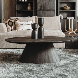 Tower Living Ovale Salontafel 'Premana' Mangohout, 135 x 75cm, kleur Zwart