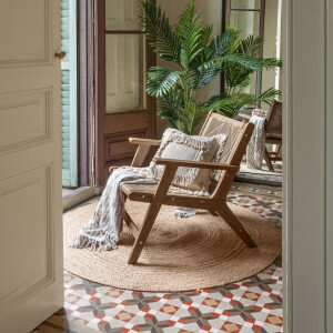 Kave Home Vloerkleed 'Doc' 150 x 150cm, kleur Naturel