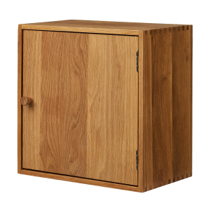 Abigail vierkante eikenhouten dichte wandkast met deur naturel - 30 x 30 cm