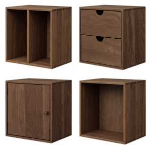 Abigail wandkasten donkerbruin eiken - set van 4