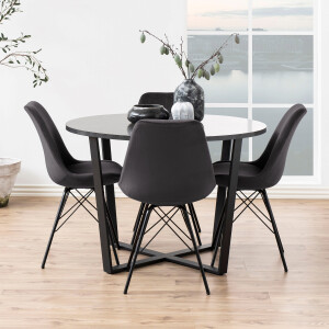 Bendt Ronde Eettafel 'Per' Ø110cm Marmerlook, kleur Zwart