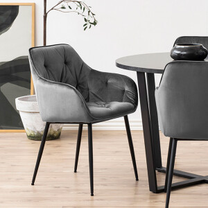 Bendt Eetkamerstoel 'Loren' Velvet, kleur Dark Grey