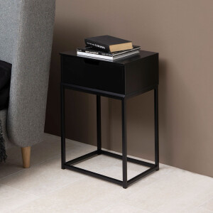 Bendt Nachtkastje 'Nathan' met 1 lade, kleur Zwart