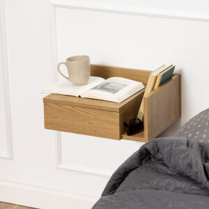 Bendt Zwevend Nachtkastje 'Cecilie' met vakje, kleur Naturel