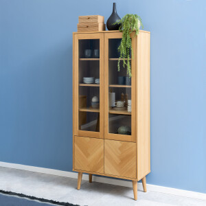 Bendt Vitrinekast 'Ebbe' Visgraat Eiken, 80 x 178cm