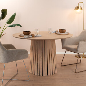 Sohome Ronde Eettafel 'Olivier' Eiken, 120cm, kleur Whitewash