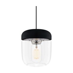 Acorn hanglamp zwart met steel - met koordset zwart - Ø 14 cm