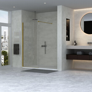 Adema Sparkle 2.0 Inloopdouche - 70x200cm - wandprofiel - stabilisatiestang - helder glas - goud mat SW1381713/SW1381723/SW1381727