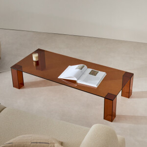 Kave Home Salontafel 'Adularia' Glas, 140 x 60cm, kleur Bruin