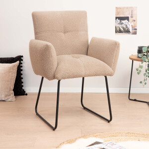 Tower Living Eetkamerstoel 'Dante' Teddy, kleur Lichtbruin