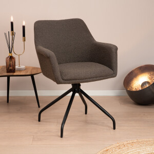 Sohome Draaibare Eetkamerstoel 'Lori' Bouclé, kleur Donkerbruin