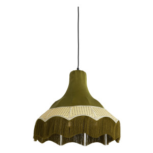 Light & Living Hanglamp 'Mizia' Velvet en webbing, 50cm, kleur Groen