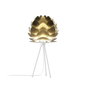 Aluvia Mini tafellamp brushed brass - met tripod wit - Ø 40 cm