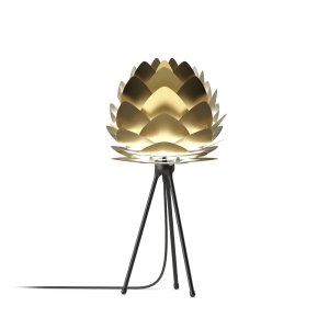 Aluvia Mini tafellamp brushed brass - met tripod zwart - Ø 40 cm