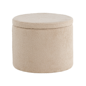 Amelia poef teddystof beige - met opbergruimte - Ø 51 cm