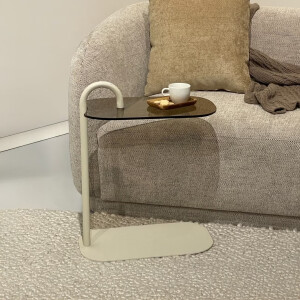 Brix Laptoptafel 'Amy' Glas en staal, kleur Beige