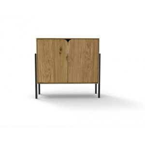 andas Dressoir Finton Commode met 2 deuren, kast van massief eikenhout