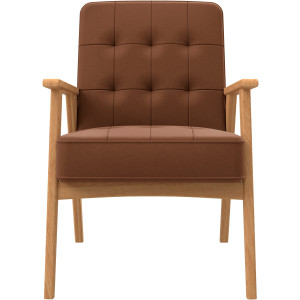 andas Fauteuil Alvared Zigzag vering voor een hoog zitcomfort, naturel massief eiken