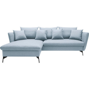 andas Hoekbank Livorno Slaapfunctie en bedlade (139/224 cm), fluweel, structuur, geweven stof