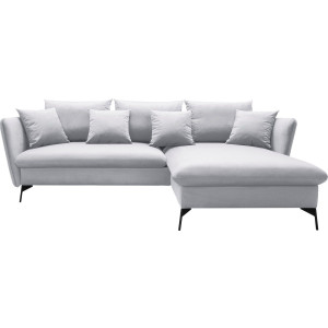 andas Hoekbank Livorno Slaapfunctie en bedlade (139/224 cm), fluweel, structuur, geweven stof