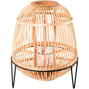 andas Windlicht TROMSO van bamboe, met glasinzet, met metalen poten, hoogte ca. 34 cm