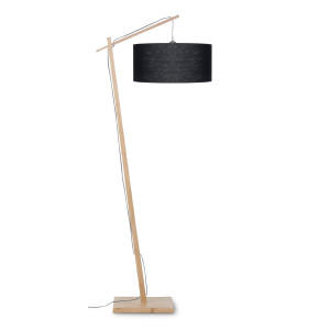 Good&Mojo Vloerlamp 'Andes' Bamboe en Eco linnen, 176cm, kleur Zwart