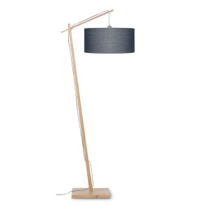 GOOD&MOJO Vloerlamp 'Andes' Bamboe en Eco linnen, 176cm, kleur Donkergrijs