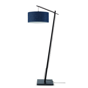 GOOD&MOJO Vloerlamp 'Andes' Bamboe en Eco linnen, 176cm, kleur Denimblauw