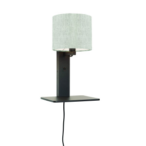 GOOD&MOJO Wandlamp 'Andes' Bamboe en Eco linnen, Met plank, kleur Beige