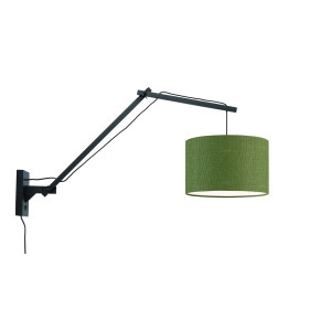 GOOD&MOJO Wandlamp 'Andes' Large, Bamboe en Eco linnen, kleur Groen