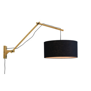 GOOD&MOJO Wandlamp 'Andes' Large, Bamboe en Eco linnen, kleur Zwart/Naturel