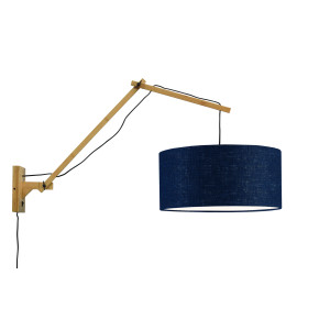 GOOD&MOJO Wandlamp 'Andes' Large, Bamboe en Eco linnen, kleur Denimblauw/Naturel