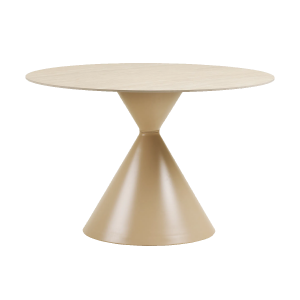 Anisa metalen eettafel met keramiek blad beige - Ø120