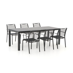 Apple Bee Hawaii/Menzano 220cm dining tuinset 7-delig stapelbaar - Laagste prijsgarantie!