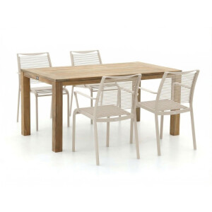 Apple Bee Hawaii/ROUGH-S 160cm dining tuinset 5-delig stapelbaar - Laagste prijsgarantie!