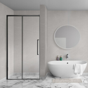 Aqua Vista Lokla Linea nisdeur - 120x200cm - incl. montageset - zwart mat R-BE-LC120-SCX