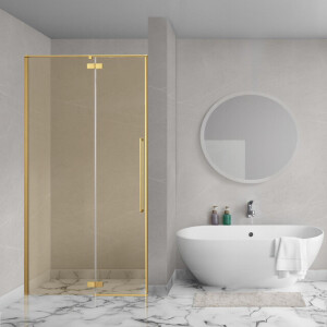 Aqua Vista Oria Linea nisdeur - 80x200cm - incl. montageset - champagne glas - Geborsteld goud SW1186313/SW1186316