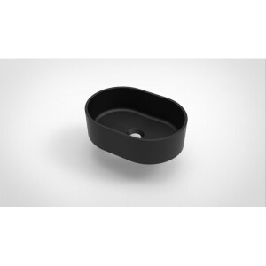 Arcqua Case waskom - 40x28cm - Ovaal - Cast marble Zwart Mat WAS125570
