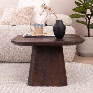 Eleonora Bijzettafel 'Aron' Mangohout, 60 x 60cm, kleur Bruin