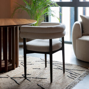 Dutchbone Eetkamerstoel 'Sela' Geweven stof, kleur Off White