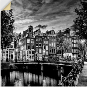 Artland Artprint Amsterdam avondidylle als artprint op linnen, poster, muursticker in verschillende maten