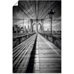 Artland Artprint Brooklyn Bridge, New York City monochroom als artprint op linnen, poster in verschillende formaten maten