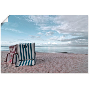 Artland Artprint Eenzame strandstoelen aan het Ostseestrand als artprint op linnen, poster in verschillende formaten maten